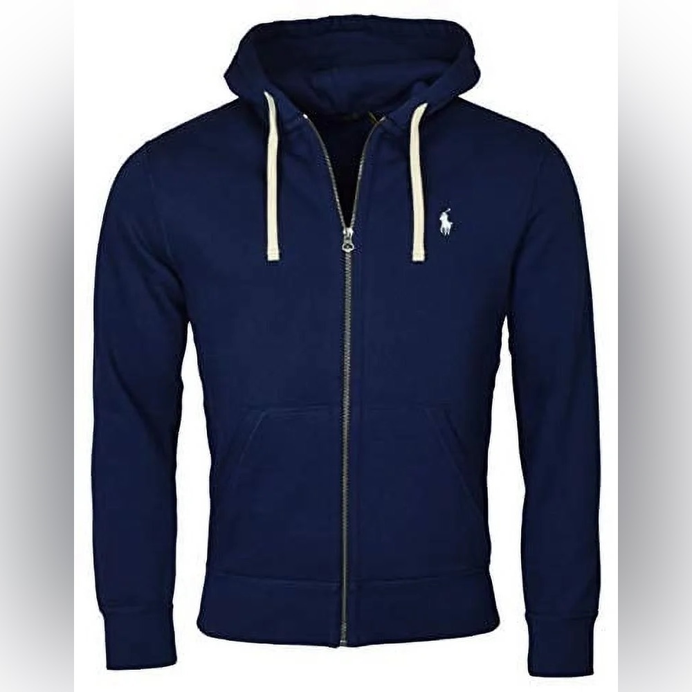 Ralph Lauren CLASSIC Blue Zip Up Sweater with Embroidered Logo